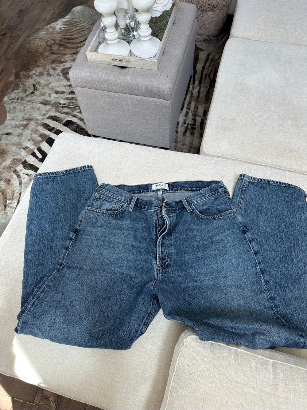 Agolde Relaxed Straight-Leg Jeans in Dark Blue Wash